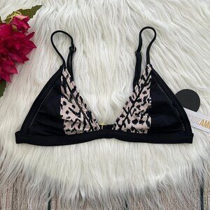 B1 -- NWT black AMUSE SOCIETY Adeline women's triangle swim bikini top MEDIUM